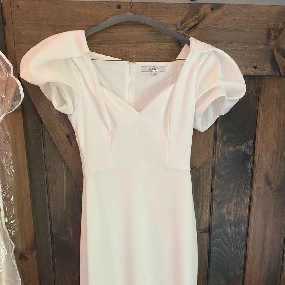 White Badgley Mischka dress. Size 2 but altered to fit like a 0.